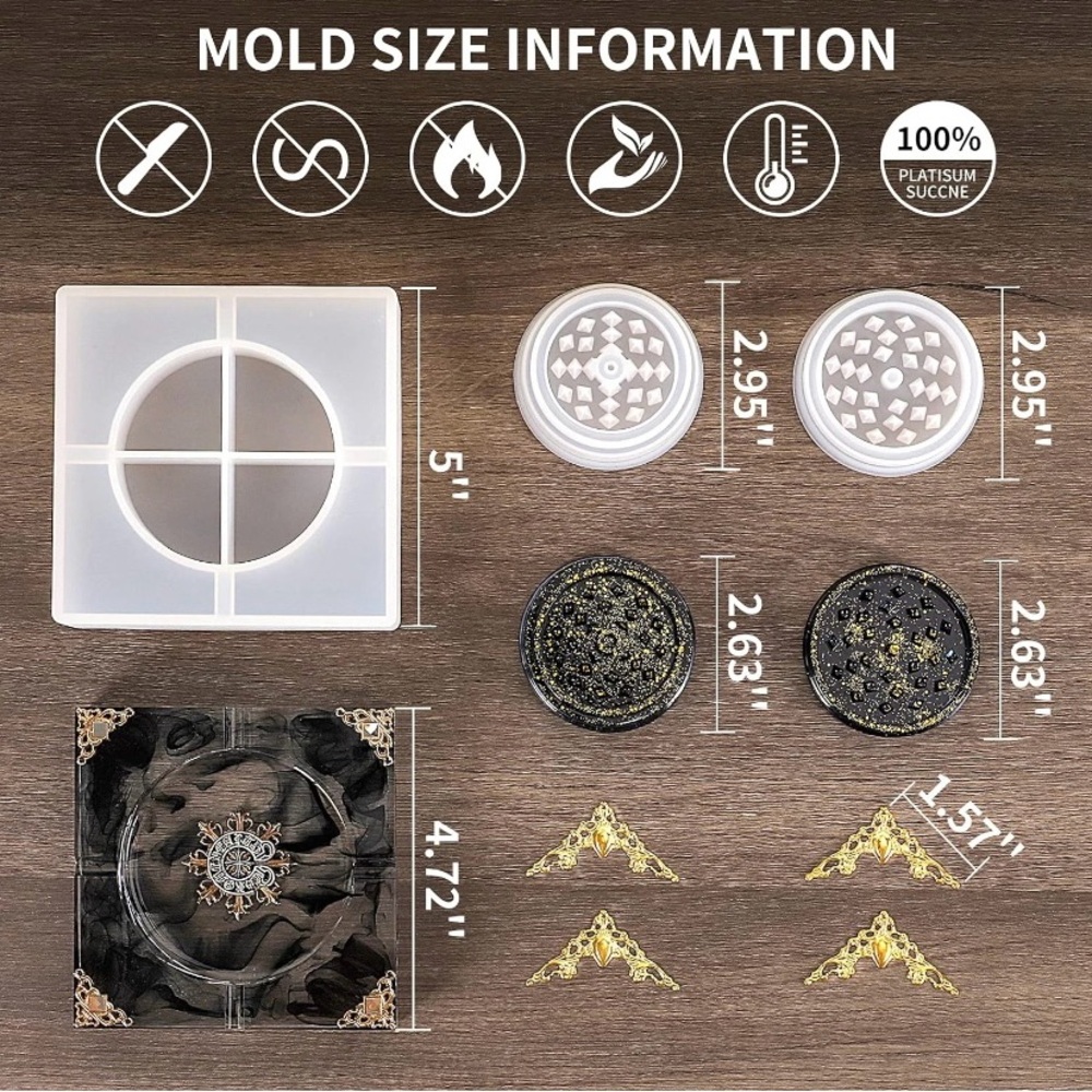 3 pieces Ashtray Resin Mold and Spice Grinder Mold, Silicone Molds